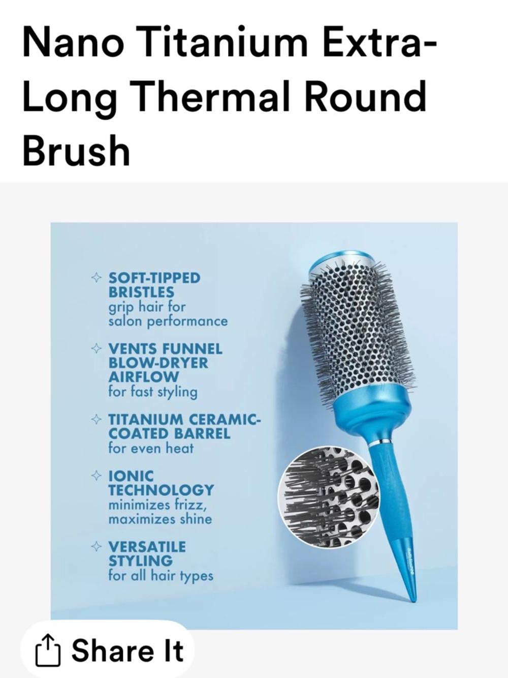 Babyliss Pro Nano titanium extra long Round Vent Brush 2.25” - Picture 9 of 10